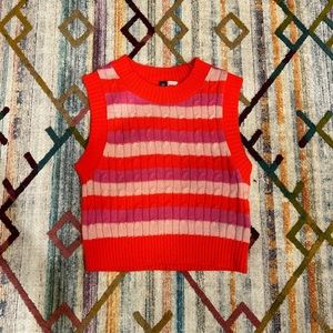 H&M Sweater Vest Orange/Striped Size XS